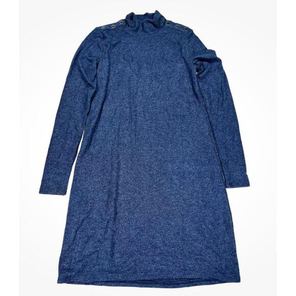 White House Black Market Dresses & Skirts - NWT White House Black Market Blue Button Mock Neck Sweater Dress XXS